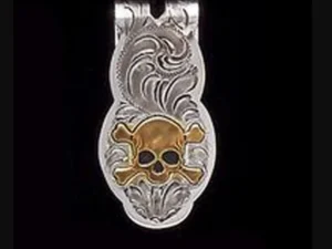 Skull n Bones Gold Crossbones Silver Money Clip