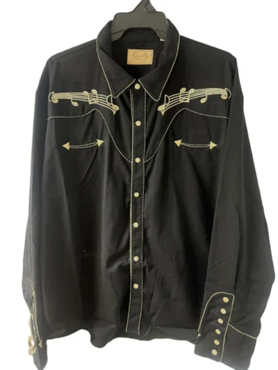 Mens musical notes embroidered Western shirt