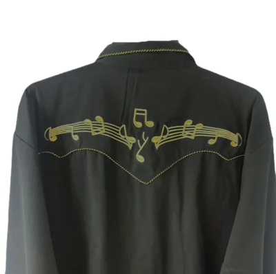 Mens musical notes embroidered Western shirt