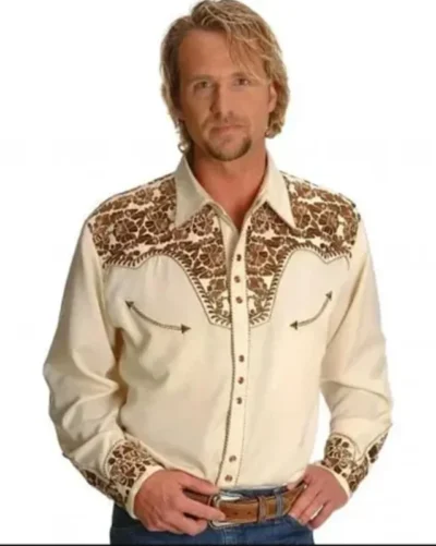 mens retro vintage pearl snap embroidered western shirt