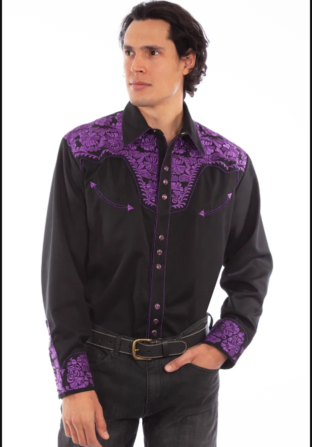mens purple western shirt