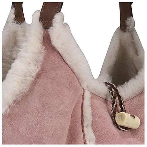 <div class="qsc-html-content"> <strong>100% Genuine Pink Shearling</strong> hand bag * Pink Shearling * Brown leather double Straps * Detached change purse * Leather loop top closure<strong> * Size: 13"Tall x 13" Wide x 3"</strong> </div> <strong>Condition:</strong> New •
