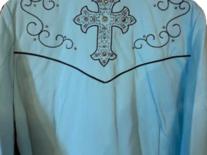 women's turquoise western cross shirt