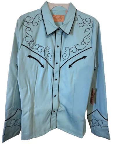 women's turquoise western cross shirt