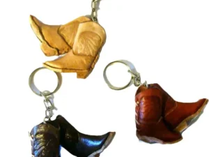 leather double mini cowboy boots keychain.