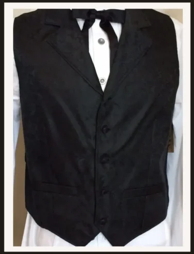 MENS BLACK PAISLEY DRESS WESTERN VEST 100% Polyester Classic Paisley vest Matching child vest S-6XL/ L-Tall -3X TALL •