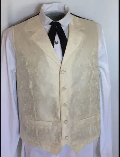 Scully Mens Cream Paisley Dress Lapel Western Vest Big &Tall <ul style="list-style: square inside none;"> <li>100% Polyester</li> <li>Classic Paisley vest</li> <li>S-6XL/ L-Tall -3X TALL</li> </ul> •