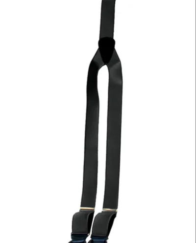 <div class="qsc-html-content"> Men's Black French satin suspenders <ul style="list-style: square inside none;"> <li>Silky sheen</li> <li>Leather loops</li> <li>1 1/2" wide</li> <li>Adjustable</li> </ul> </div> •