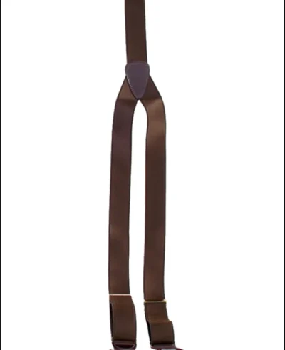 <div class="qsc-html-content"> Men's Brown French satin suspenders <ul style="list-style: square inside none;"> <li>Silky sheen</li> <li>Leather loops</li> <li>1 1/2" wide</li> <li>Adjustable</li> </ul> </div>   •