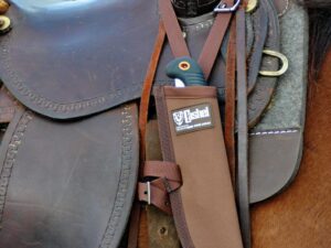 Nylon Knife Saw Scabbard on horse saddle holder