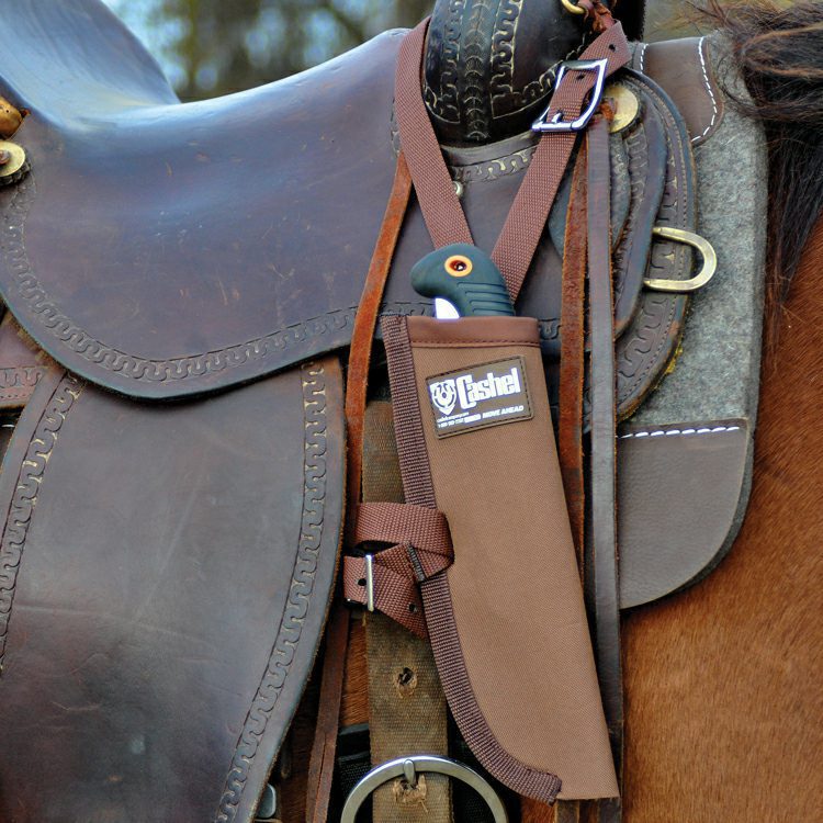 Nylon Knife Saw Scabbard on horse saddle holder