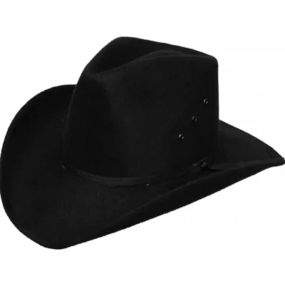 <div class="qsc-html-content"> Faux felt BLACK Pinch front cowboy hat <ul style="list-style: square inside none;"> <li>Black ribbon band</li> <li>4" Pinch front crown</li> <li>Imitation wool felt</li> <li>Stretch Band</li> </ul> </div> •