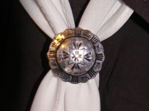 Antique Silver Mexican Concho Western Scarf Slide