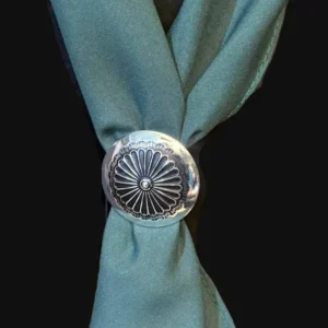 Silver Rounded Starburst Western Scarf Slide