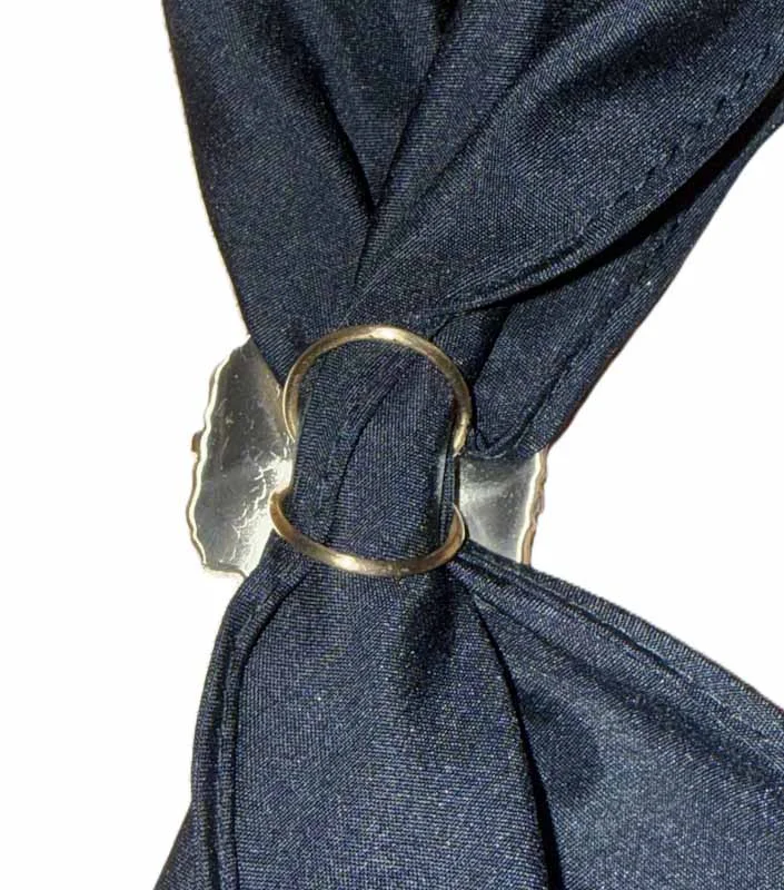Silver Western Star Scarf Slide - Copper Accents - Black Star Center 2 silver scarf slide back