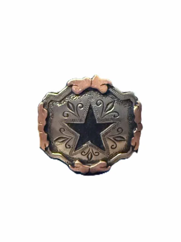 Silver Western Star Scarf Slide - Copper Accents - Black Star Center 3 Western Star Scarf Slide - Silver & Copper - Black Star Center