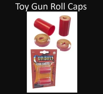 1200 Shots toy gun roll caps <ul> <li>600 shots per box</li> <li>2 rolls per package</li> <li><strong>1200 shots per package </strong></li> </ul> •