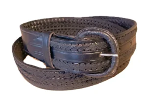 Brown woven leather western belt