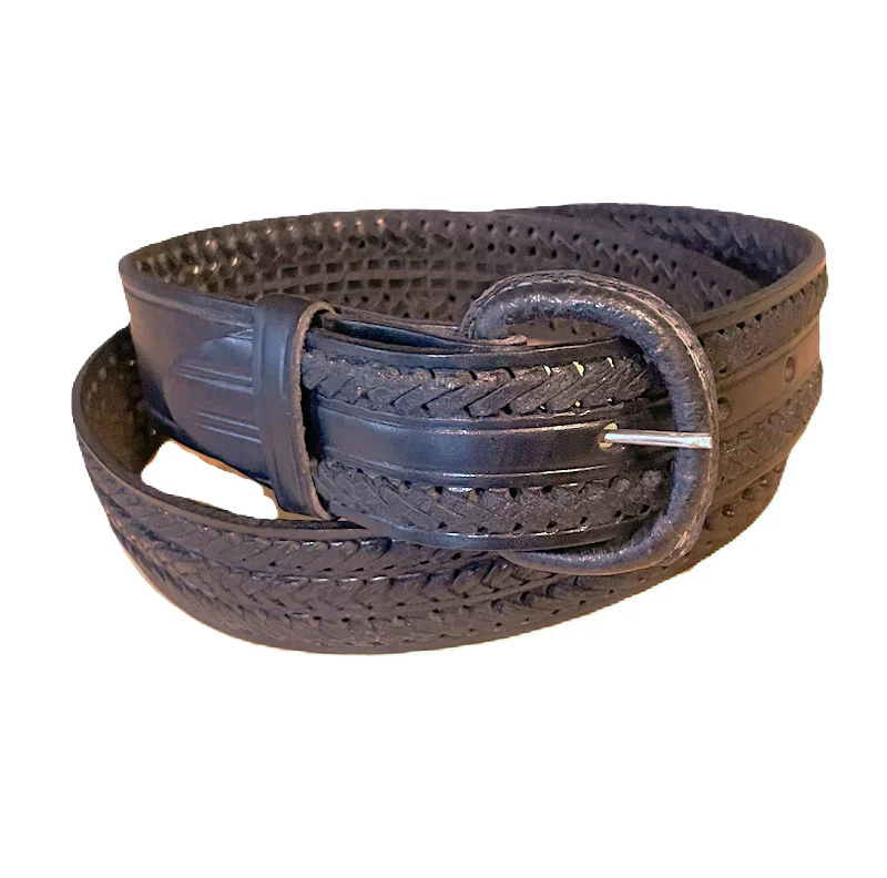 Brown woven leather western belt