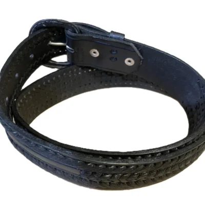 black woven leather western belt