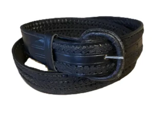 black woven leather western belt