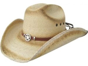 A Western Star Fine Sahuayo Palm Cattleman Toasted cowboy hat on a white background.
