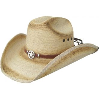 A Western Star Fine Sahuayo Palm Cattleman Toasted cowboy hat on a white background.