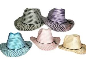 Image of five colorful cowboy hats