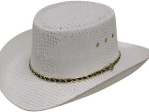 A Tight Weave White Gambler Cowboy Hat on a white background.