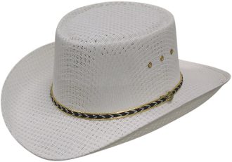 A Tight Weave White Gambler Cowboy Hat on a white background.