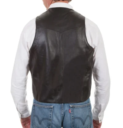 Mne's whip stitch leather western vest