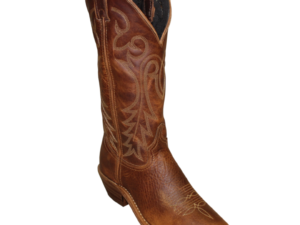 A Womens Bison Leather Wagon Toe Western Cowgirl Boots USA on a black background.