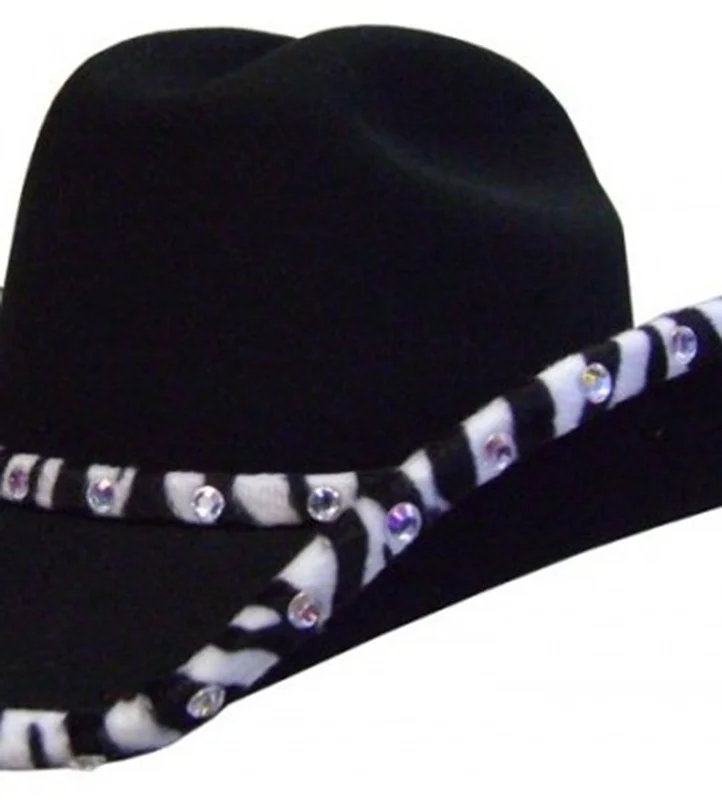 DIY Cowboy Hat Makeover Kit - Zebra Rhinestones (Adult or Kids) 2 Iridescent Stones Bounded Edge Zebra Print Hat Band Set