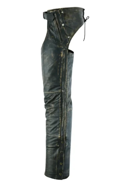 Espresso Distressed Brown Leather Pocket Chaps - Image 3