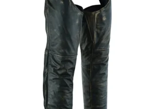 Distressed Brown Leather Pocket Chaps