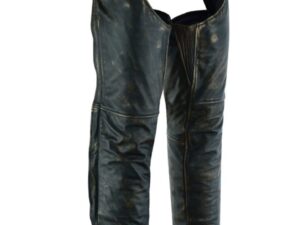 Espresso Distressed Brown Leather Pocket Chaps Image