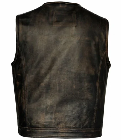 men's distressed brown leather concealed carry gun vest