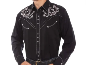 Winners Circle Men's Scully Black Horseshoe Western Shirt.