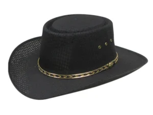 Black tight weave straw gambler cowboy hat