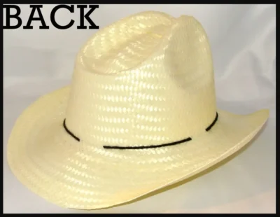 TODDLER Sized Natural straw cowboy hat. <ul style="list-style: square inside none;"> <li>SOFT STRAW</li> <li>3"BRIM</li> <li>AGES: 1-3 year</li> </ul> •