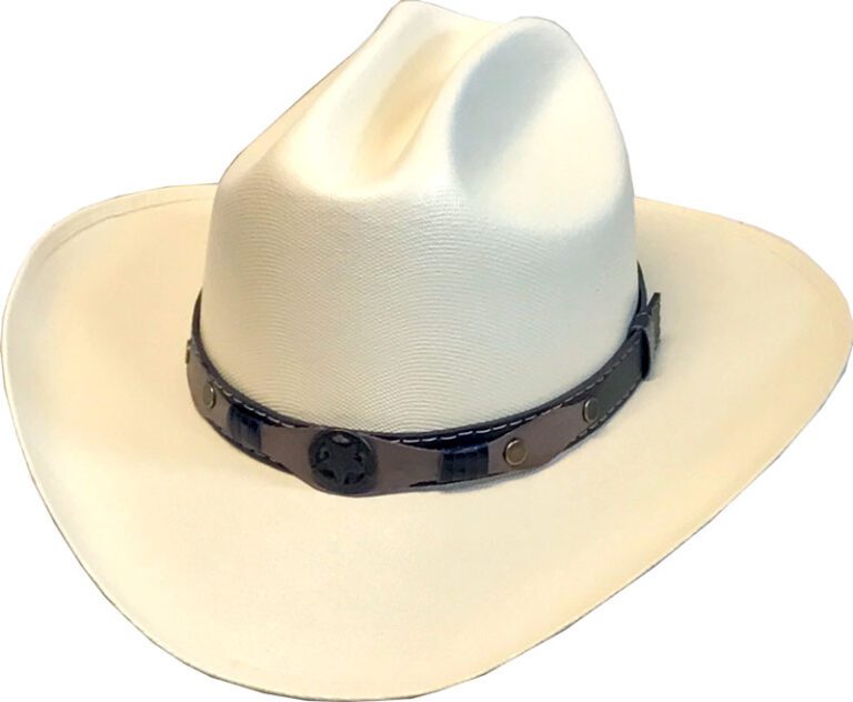 The Texan Jr" Kids Canvas Cream Straw Cattleman Cowboy Hat with a straw band.