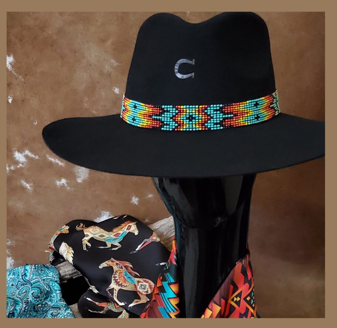Black cowboy hat on the display of the website