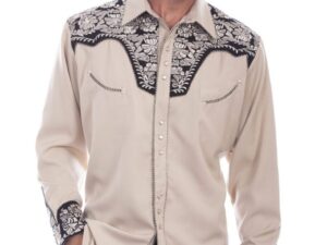 Gunfighter Mens Scully Two Tone Tan Black and Cowboy Shirt