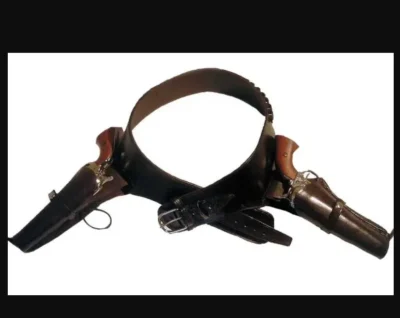 Child Antique Leather Double Gun Holster <ul> <li>FITS 18"-30" Waist</li> <li>Double holster</li> <li>KIDS SIZES</li> </ul> •