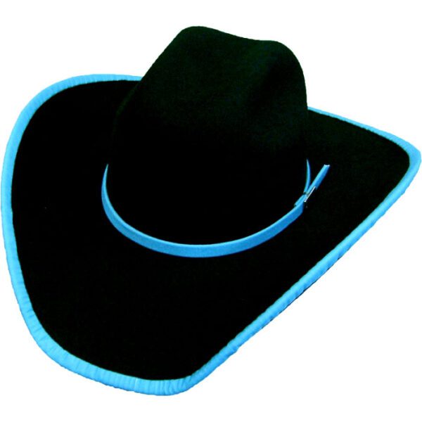 A Double Row Clear Rhinestone Bounded Edge with Matching Hat Band cowboy hat on a white background.