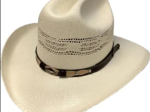 A Vented 50X Bangora Straw Cattleman Kids Cowboy Hat on a white background.