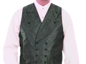 Scully Men's Green Double Breasted Paisley Vest