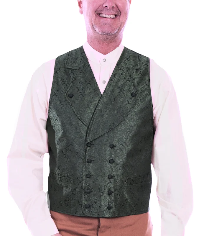 Scully Men's Green Double Breasted Paisley Vest