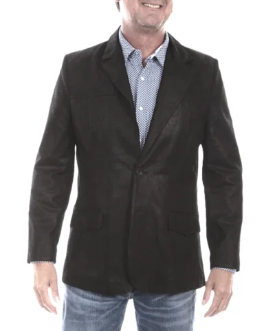 Men's Scully Black Nubuck Leather Traditional Cowboy sport coat