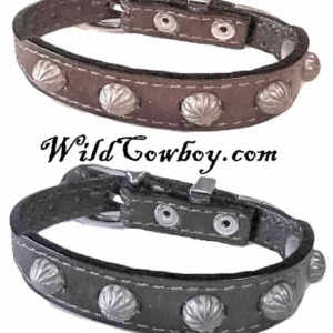 Leather Western Bracelet – Silver Parachute Conchos – USA made